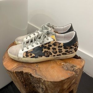 Golden Goose Superstar Leopard with black leather back detail